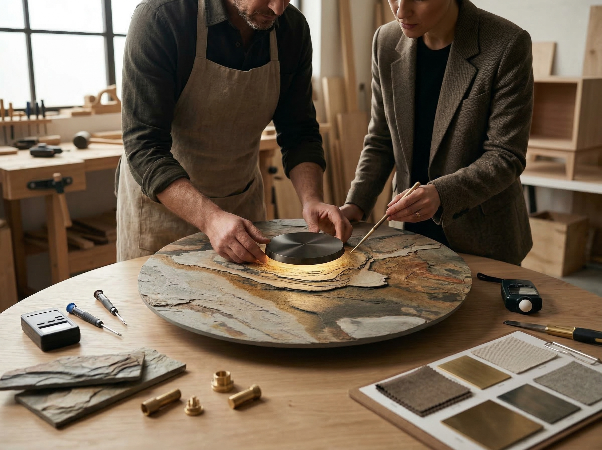 Ручная работа над деталями светильника